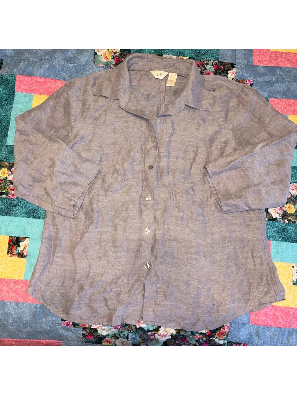 J.Jill $110 Woman’s L 60% Silk 40% Linen Blend Lavender Button-Up Shirt - Picture 2 of 8